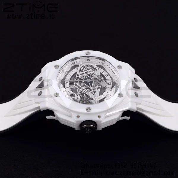 HUBLOT Big Bang Sang Bleu II 418.HX.2001.RX.MXM21 White Ceramic BBF Best Edition White Dial on White Rubber Strap A1240 - Super Clone Watch | 1:1 Best Version