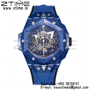 HUBLOT Big Bang Sang Bleu 418.EX.5107.RX.MXM21 Blue Ceramic BBF Best Edition Blue Dial on Blue Rubber Strap A1240 - Super Clone Watch | 1:1 Best Version
