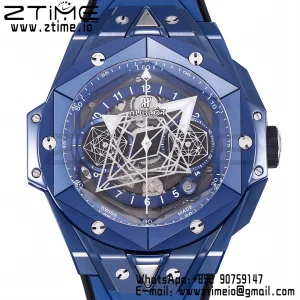 HUBLOT Big Bang Sang Bleu 418.EX.5107.RX.MXM21 Blue Ceramic BBF Best Edition Blue Dial on Blue Rubber Strap A1240 - Super Clone Watch | 1:1 Best Version