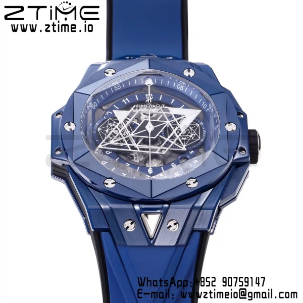 HUBLOT Big Bang Sang Bleu 418.EX.5107.RX.MXM21 Blue Ceramic BBF Best Edition Blue Dial on Blue Rubber Strap A1240 - Super Clone Watch | 1:1 Best Version
