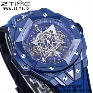 HUBLOT Big Bang Sang Bleu 418.EX.5107.RX.MXM21 Blue Ceramic BBF Best Edition Blue Dial on Blue Rubber Strap A1240 - Super Clone Watch | 1:1 Best Version