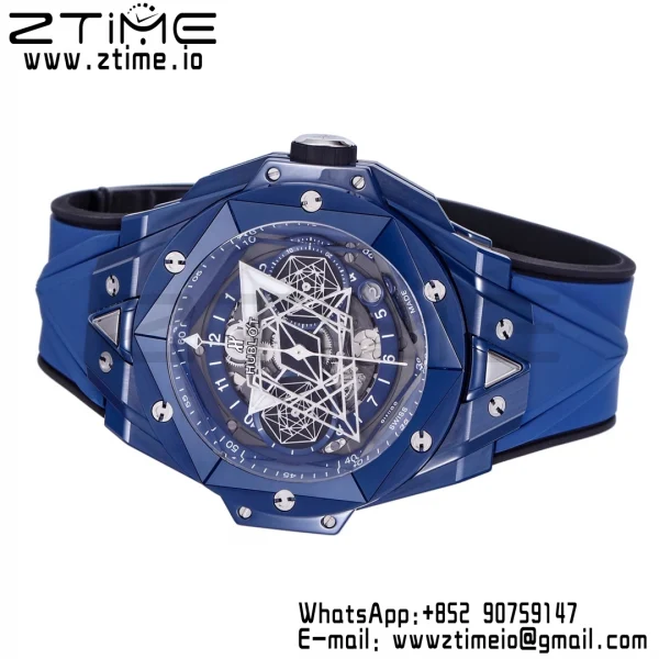 HUBLOT Big Bang Sang Bleu 418.EX.5107.RX.MXM21 Blue Ceramic BBF Best Edition Blue Dial on Blue Rubber Strap A1240 - Super Clone Watch | 1:1 Best Version