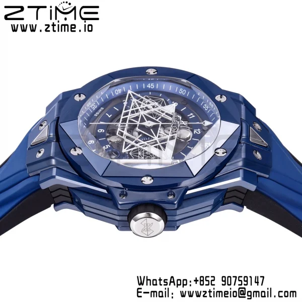 HUBLOT Big Bang Sang Bleu 418.EX.5107.RX.MXM21 Blue Ceramic BBF Best Edition Blue Dial on Blue Rubber Strap A1240 - Super Clone Watch | 1:1 Best Version
