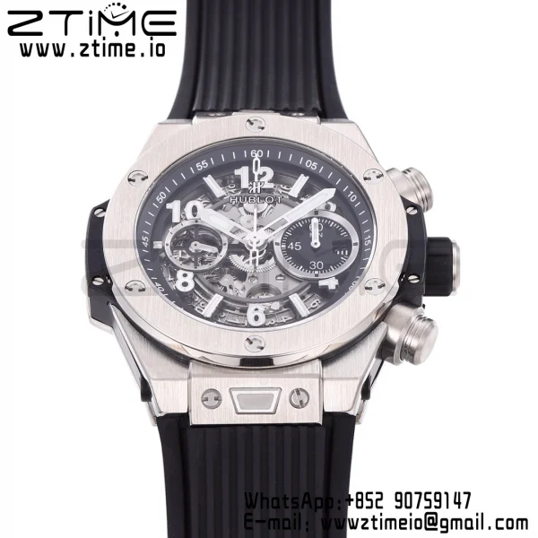 HUBLOT Big Bang Unico 44mm 421.NX.1170.RX Titanium BBF 1:1 Best Edition Skeleton Dial on Black Rubber Strap A1280 V2 - Super Clone Watch | 1:1 Best Version