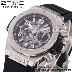 HUBLOT Big Bang Unico 44mm 421.NX.1170.RX Titanium BBF 1:1 Best Edition Skeleton Dial on Black Rubber Strap A1280 V2 - Super Clone Watch | 1:1 Best Version
