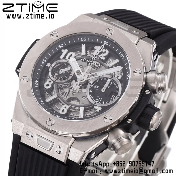 HUBLOT Big Bang Unico 44mm 421.NX.1170.RX Titanium BBF 1:1 Best Edition Skeleton Dial on Black Rubber Strap A1280 V2 - Super Clone Watch | 1:1 Best Version