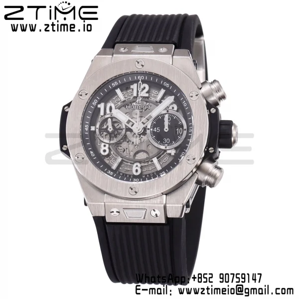 HUBLOT Big Bang Unico 44mm 421.NX.1170.RX Titanium BBF 1:1 Best Edition Skeleton Dial on Black Rubber Strap A1280 V2 - Super Clone Watch | 1:1 Best Version