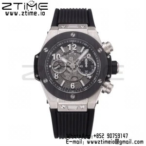 HUBLOT Big Bang Unico 44mm 421.NM.1170.RX Titanium BBF 1:1 Best Edition Skeleton Dial Black Ceramic Bezel on Black Rubber Strap A1280 V2 - Super Clone Watch | 1:1 Best Version