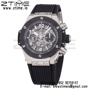 HUBLOT Big Bang Unico 44mm 421.NM.1170.RX Titanium BBF 1:1 Best Edition Skeleton Dial Black Ceramic Bezel on Black Rubber Strap A1280 V2 - Super Clone Watch | 1:1 Best Version
