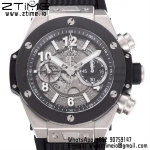 HUBLOT Big Bang Unico 44mm 421.NM.1170.RX Titanium BBF 1:1 Best Edition Skeleton Dial Black Ceramic Bezel on Black Rubber Strap A1280 V2 - Super Clone Watch | 1:1 Best Version