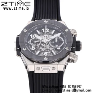 HUBLOT Big Bang Unico 44mm 421.NM.1170.RX Titanium BBF 1:1 Best Edition Skeleton Dial Black Ceramic Bezel on Black Rubber Strap A1280 V2 - Super Clone Watch | 1:1 Best Version