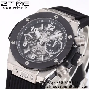 HUBLOT Big Bang Unico 44mm 421.NM.1170.RX Titanium BBF 1:1 Best Edition Skeleton Dial Black Ceramic Bezel on Black Rubber Strap A1280 V2 - Super Clone Watch | 1:1 Best Version