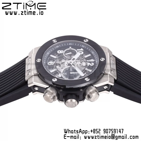 HUBLOT Big Bang Unico 44mm 421.NM.1170.RX Titanium BBF 1:1 Best Edition Skeleton Dial Black Ceramic Bezel on Black Rubber Strap A1280 V2 - Super Clone Watch | 1:1 Best Version