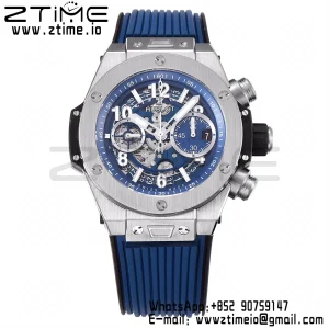 HUBLOT Big Bang Unico 44mm 421.NX.5170.RX Titanium BBF 1:1 Best Edition Skeleton Dial on Blue Rubber Strap A1280 V2 - Super Clone Watch | 1:1 Best Version