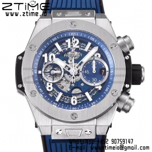 HUBLOT Big Bang Unico 44mm 421.NX.5170.RX Titanio BBF 1:1 Mejor Edición Esfera Esqueleto con Correa de Caucho Azul A1280 V2 - Reloj Super Clon | 1:1 Mejor Versión