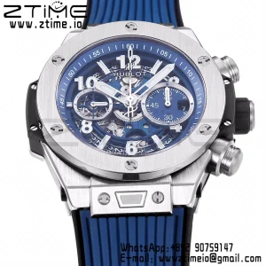 HUBLOT Big Bang Unico 44mm 421.NX.5170.RX Titanio BBF 1:1 Mejor Edición Esfera Esqueleto con Correa de Caucho Azul A1280 V2 - Reloj Super Clon | 1:1 Mejor Versión