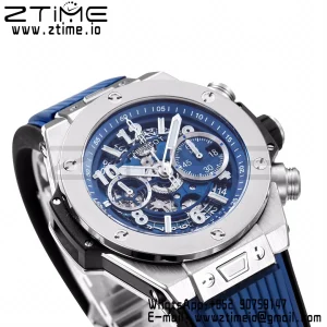 HUBLOT Big Bang Unico 44mm 421.NX.5170.RX Titanio BBF 1:1 Mejor Edición Esfera Esqueleto con Correa de Caucho Azul A1280 V2 - Reloj Super Clon | 1:1 Mejor Versión