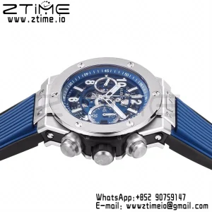 HUBLOT Big Bang Unico 44mm 421.NX.5170.RX Titanio BBF 1:1 Mejor Edición Esfera Esqueleto con Correa de Caucho Azul A1280 V2 - Reloj Super Clon | 1:1 Mejor Versión