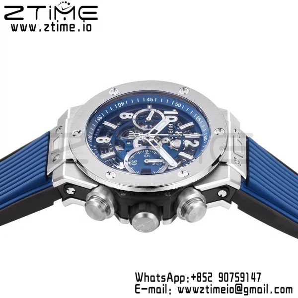 HUBLOT Big Bang Unico 44mm 421.NX.5170.RX Titanio BBF 1:1 Mejor Edición Esfera Esqueleto con Correa de Caucho Azul A1280 V2 - Reloj Super Clon | 1:1 Mejor Versión