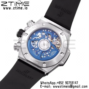 HUBLOT Big Bang Unico 44mm 421.NX.5170.RX Titanio BBF 1:1 Mejor Edición Esfera Esqueleto con Correa de Caucho Azul A1280 V2 - Reloj Super Clon | 1:1 Mejor Versión