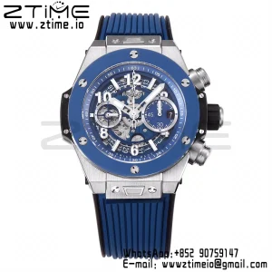 HUBLOT Big Bang Unico 44mm 421.NL.5170.RX Titanium BBF 1:1 Best Edition Skeleton Dial Blue Ceramic Bezel on Blue Rubber Strap A1280 V2 - Super Clone Watch | 1:1 Best Version