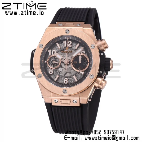 HUBLOT Big Bang Unico 44mm 421.OX.1170.RX  BBF 1:1 Best Edition Skeleton Dial on Black Rubber Strap A1280 V2 - Super Clone Watch | 1:1 Best Version