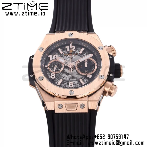 HUBLOT Big Bang Unico 44mm 421.OX.1170.RX  BBF 1:1 Best Edition Skeleton Dial on Black Rubber Strap A1280 V2 - Super Clone Watch | 1:1 Best Version