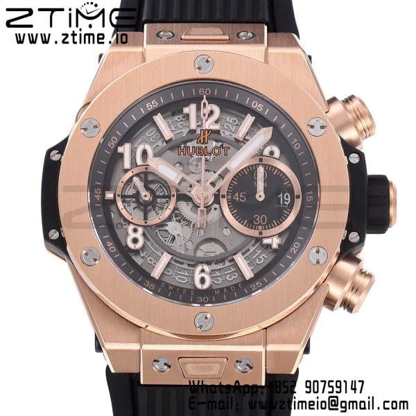 HUBLOT Big Bang Unico 44mm 421.OX.1170.RX  BBF 1:1 Best Edition Skeleton Dial on Black Rubber Strap A1280 V2 - Super Clone Watch | 1:1 Best Version