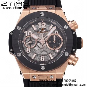 HUBLOT Big Bang Unico 44mm 421.OM.1180.RX RG BBF 1:1 Best Edition Cadran Squelette Lunette Céramique Noire sur Bracelet Caoutchouc Noir A1280 V2 - Super Clone Watch | 1:1 Best Version