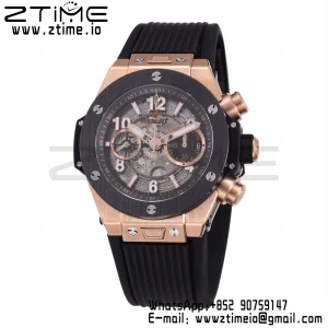 HUBLOT Big Bang Unico 44mm 421.OM.1180.RX RG BBF 1:1 Best Edition Cadran Squelette Lunette Céramique Noire sur Bracelet Caoutchouc Noir A1280 V2 - Super Clone Watch | 1:1 Best Version