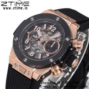 HUBLOT Big Bang Unico 44mm 421.OM.1180.RX RG BBF 1:1 Best Edition Cadran Squelette Lunette Céramique Noire sur Bracelet Caoutchouc Noir A1280 V2 - Super Clone Watch | 1:1 Best Version