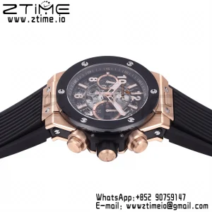 HUBLOT Big Bang Unico 44mm 421.OM.1180.RX RG BBF 1:1 Best Edition Cadran Squelette Lunette Céramique Noire sur Bracelet Caoutchouc Noir A1280 V2 - Super Clone Watch | 1:1 Best Version