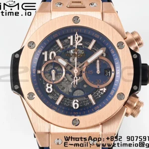 HUBLOT ビッグ・バン ウニコ 44mm 421.OX.5170.RX BBF 1:1ベストエディション スケルトンダイアル ブルーラバーストラップ A1280 V2 - スーパークローンウォッチ｜1:1ベストバージョン