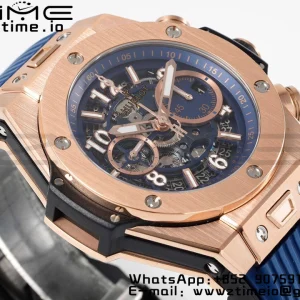 HUBLOT Big Bang Unico 44mm 421.OX.5170.RX BBF 1:1 Best Edition Skeleton Dial pe curea de cauciuc albastru A1280 V2 - Super Clone Watch | 1:1 Best Version