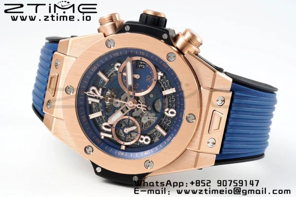 HUBLOT Big Bang Unico 44mm 421.OX.5170.RX BBF 1:1 Best Edition Skeleton Dial pe curea de cauciuc albastru A1280 V2 - Super Clone Watch | 1:1 Best Version