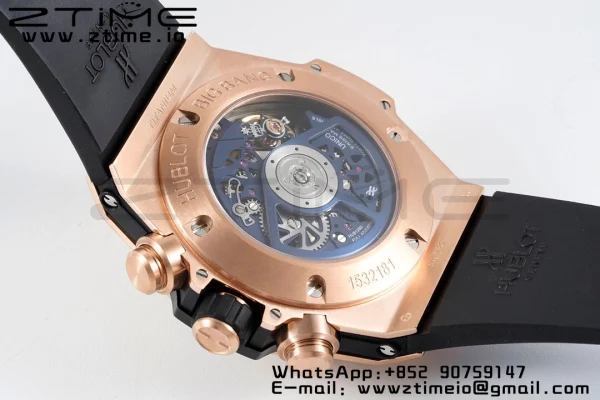 HUBLOT Big Bang Unico 44mm 421.OX.5170.RX BBF 1:1 Best Edition Skeleton Dial pe curea de cauciuc albastru A1280 V2 - Super Clone Watch | 1:1 Best Version