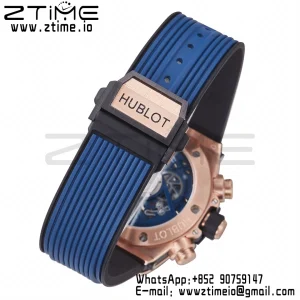 HUBLOT Big Bang Unico 44mm 421.OL.5180.RX RG BBF 1:1 Best Edition Skeleton Dial Blue Ceramic Bezel on Blue Rubber Strap A1280 V2 - Super Clone Watch | 1:1 Best Version