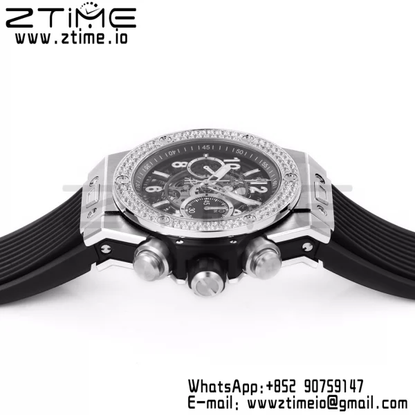 HUBLOT Big Bang Unico 44mm 421.NX.1170.RX Titanium Diamonds Bezel BBF 1:1 Best Edition Skeleton Dial on Black Rubber Strap A1280 V2 - Super Clone Watch | 1:1 Best Version
