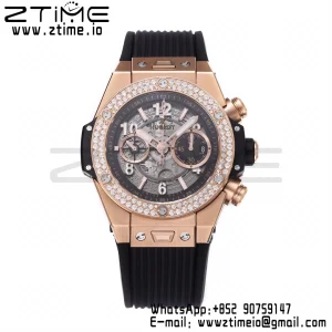 HUBLOT Big Bang Unico 44mm 421.OX.1180.RX.1104  Diamonds Bezel BBF 1:1 Best Edition Skeleton Dial on Black Rubber Strap A1280 V2 - Super Clone Watch | 1:1 Best Version