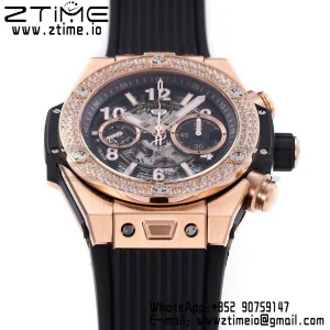 HUBLOT Big Bang Unico 44mm 421.OX.1180.RX.1104  Diamonds Bezel BBF 1:1 Best Edition Skeleton Dial on Black Rubber Strap A1280 V2 - Super Clone Watch | 1:1 Best Version