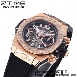 HUBLOT Big Bang Unico 44mm 421.OX.1180.RX.1104  Diamonds Bezel BBF 1:1 Best Edition Skeleton Dial on Black Rubber Strap A1280 V2 - Super Clone Watch | 1:1 Best Version