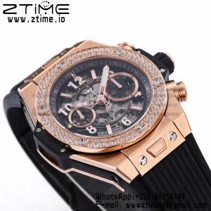 HUBLOT Big Bang Unico 44mm 421.OX.1180.RX.1104  Diamonds Bezel BBF 1:1 Best Edition Skeleton Dial on Black Rubber Strap A1280 V2 - Super Clone Watch | 1:1 Best Version