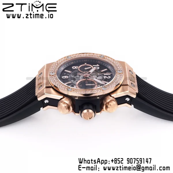 HUBLOT Big Bang Unico 44mm 421.OX.1180.RX.1104  Diamonds Bezel BBF 1:1 Best Edition Skeleton Dial on Black Rubber Strap A1280 V2 - Super Clone Watch | 1:1 Best Version