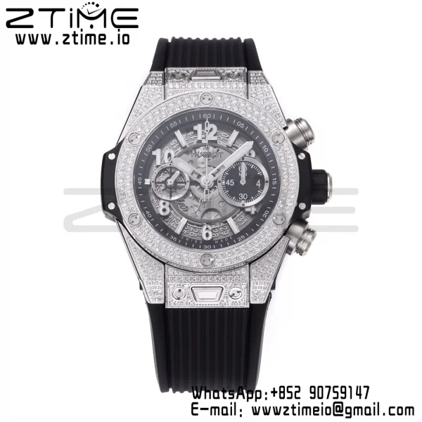 HUBLOT Big Bang Unico 44mm 421.NX.1170.RX Titanium BBF 1:1 Best Edition Cadran squelette sur bracelet caoutchouc noir A1280 V2 - Super Clone Watch | 1:1 Best Version