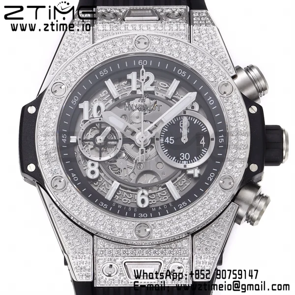 HUBLOT Big Bang Unico 44mm 421.NX.1170.RX Titanium BBF 1:1 Best Edition Cadran squelette sur bracelet caoutchouc noir A1280 V2 - Super Clone Watch | 1:1 Best Version