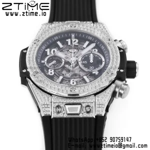 HUBLOT Big Bang Unico 44mm 421.NX.1170.RX Titanium BBF 1:1 Best Edition Cadran squelette sur bracelet caoutchouc noir A1280 V2 - Super Clone Watch | 1:1 Best Version