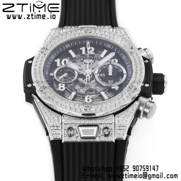 HUBLOT Big Bang Unico 44mm 421.NX.1170.RX Titanium BBF 1:1 Best Edition Cadran squelette sur bracelet caoutchouc noir A1280 V2 - Super Clone Watch | 1:1 Best Version