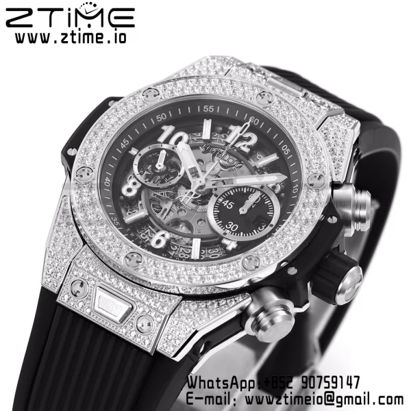 HUBLOT Big Bang Unico 44mm 421.NX.1170.RX Titanium BBF 1:1 Best Edition Cadran squelette sur bracelet caoutchouc noir A1280 V2 - Super Clone Watch | 1:1 Best Version
