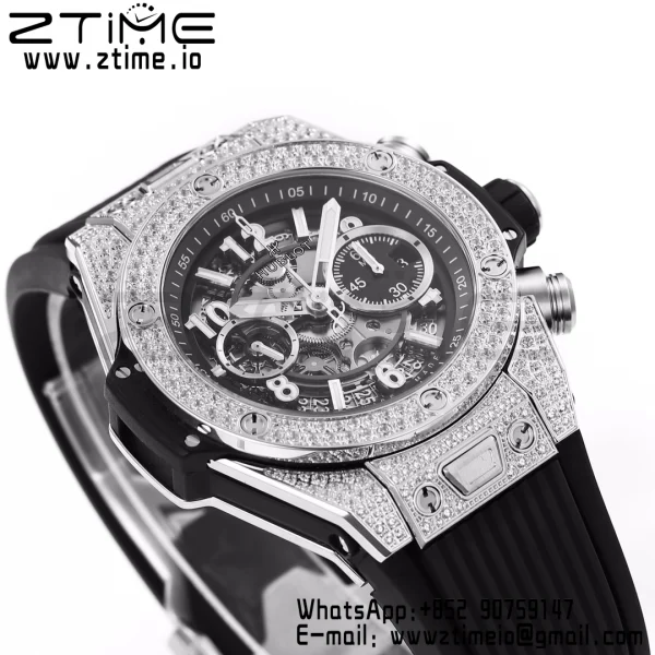 HUBLOT Big Bang Unico 44mm 421.NX.1170.RX Titanium BBF 1:1 Best Edition Cadran squelette sur bracelet caoutchouc noir A1280 V2 - Super Clone Watch | 1:1 Best Version