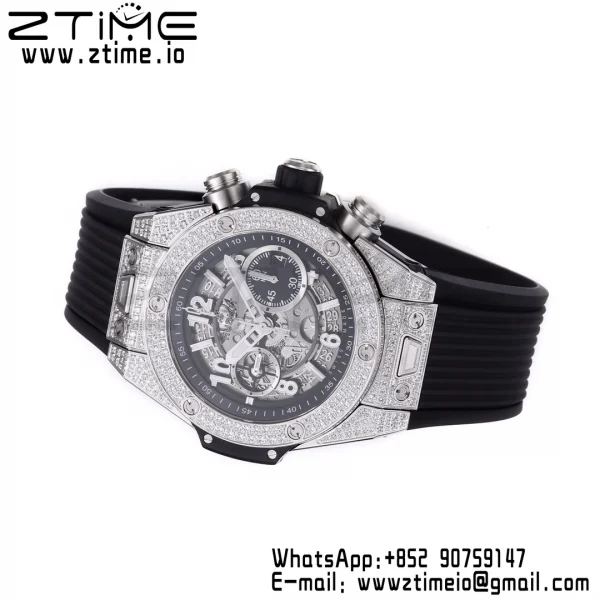 HUBLOT Big Bang Unico 44mm 421.NX.1170.RX Titanium BBF 1:1 Best Edition Cadran squelette sur bracelet caoutchouc noir A1280 V2 - Super Clone Watch | 1:1 Best Version